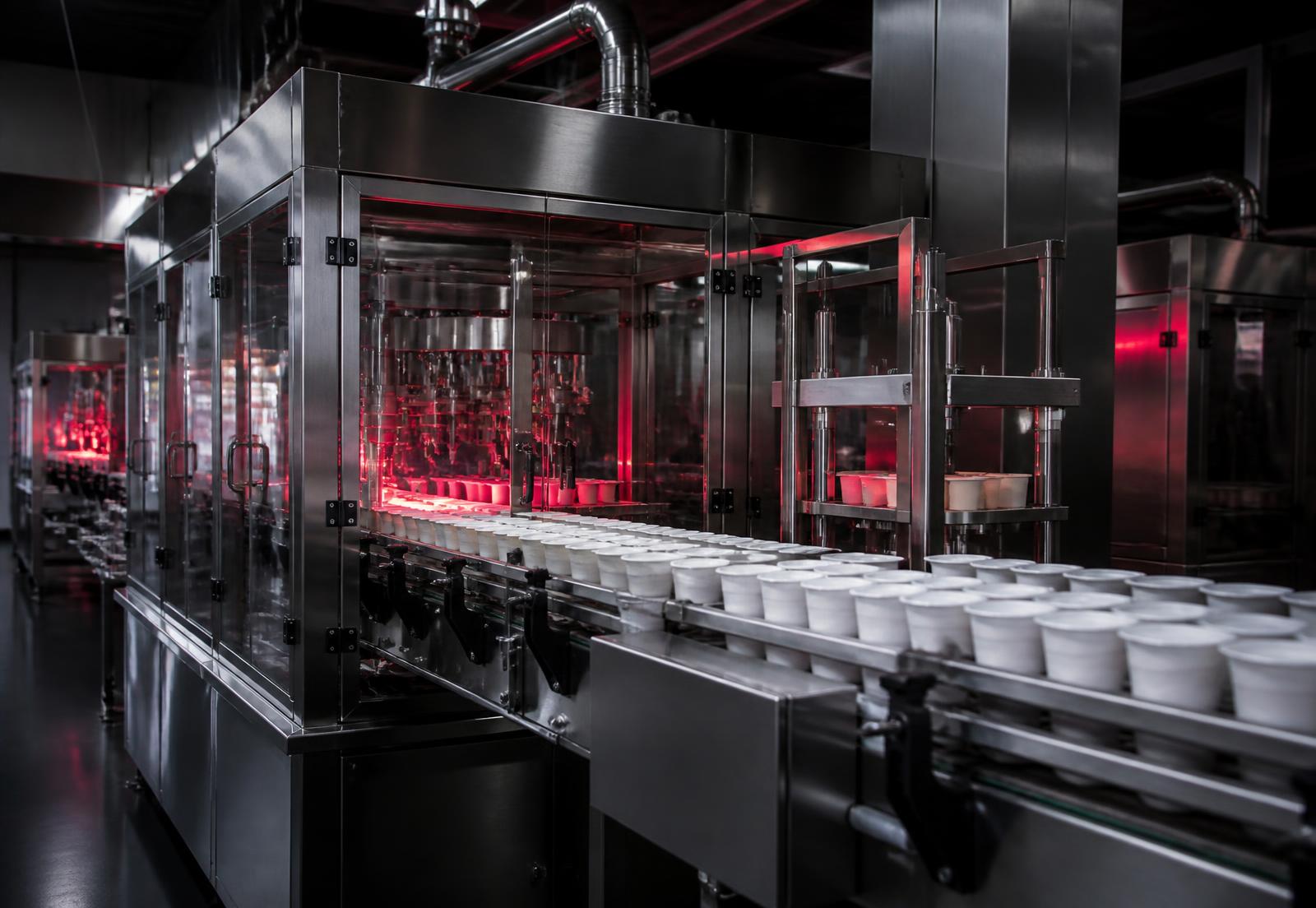 Envasadora automática DELGO em aço inox 304 com painel de controle e potes na esteira